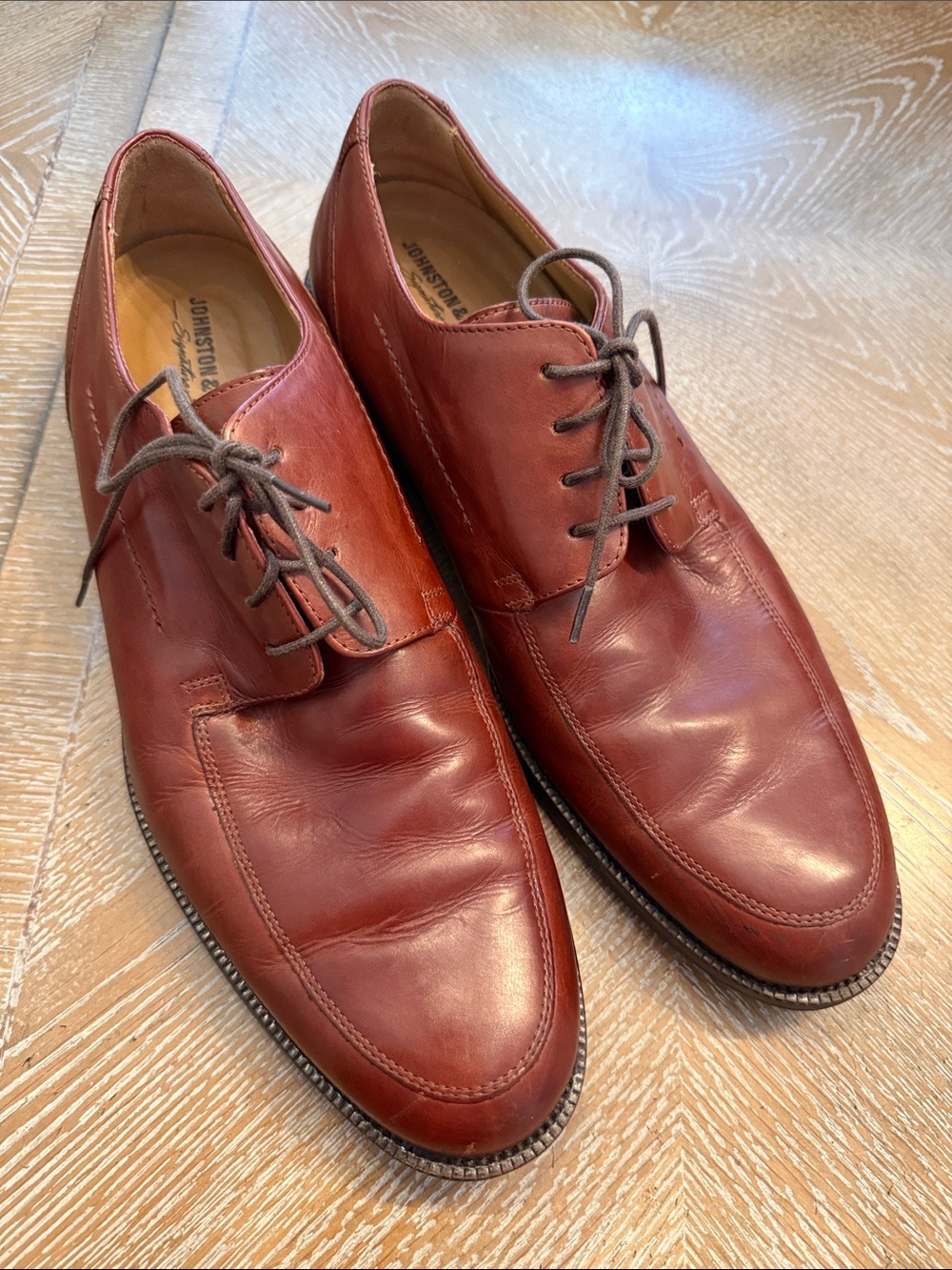 Johnston & Murphy Men's Rust Brown Leather Derby Oxfords 9.5